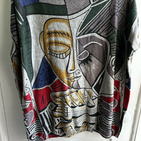 XIKOI Oversized Sweater Dress Wool Blend Abstract Print - Picture 4 of 8